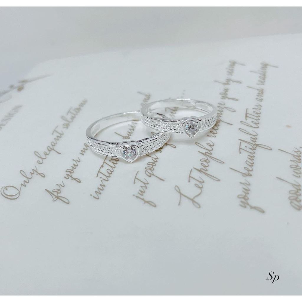 Nhẫn đôi bạc ta mặt tim LINH MIU SILVER
