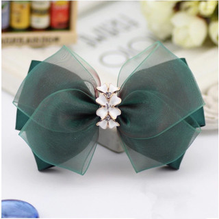 Kẹp tóc búi lưới handmade màu xanh đậm voan (có thể gắn búi lưới) K32-M4