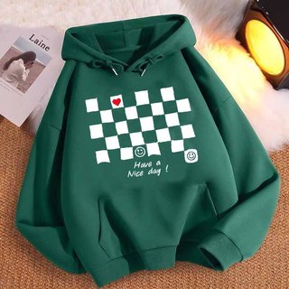 Áo Khoác Hoodie Chống Nắng Nỉ Bông BÀN CỜ Nam Nữ Unisex Có Mũ Form Rộng Hai Màu Xanh Đen Kiểu Dáng Thời Trang - DTB