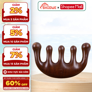 Lược Gỗ Đàn Hương SHODWE, Lược Massage Năm Cánh Chống Tĩnh Điện Gỗ Đàn Hương Da Đầu Cơ Thể Kinh Tuyến Lưu Thông Máu