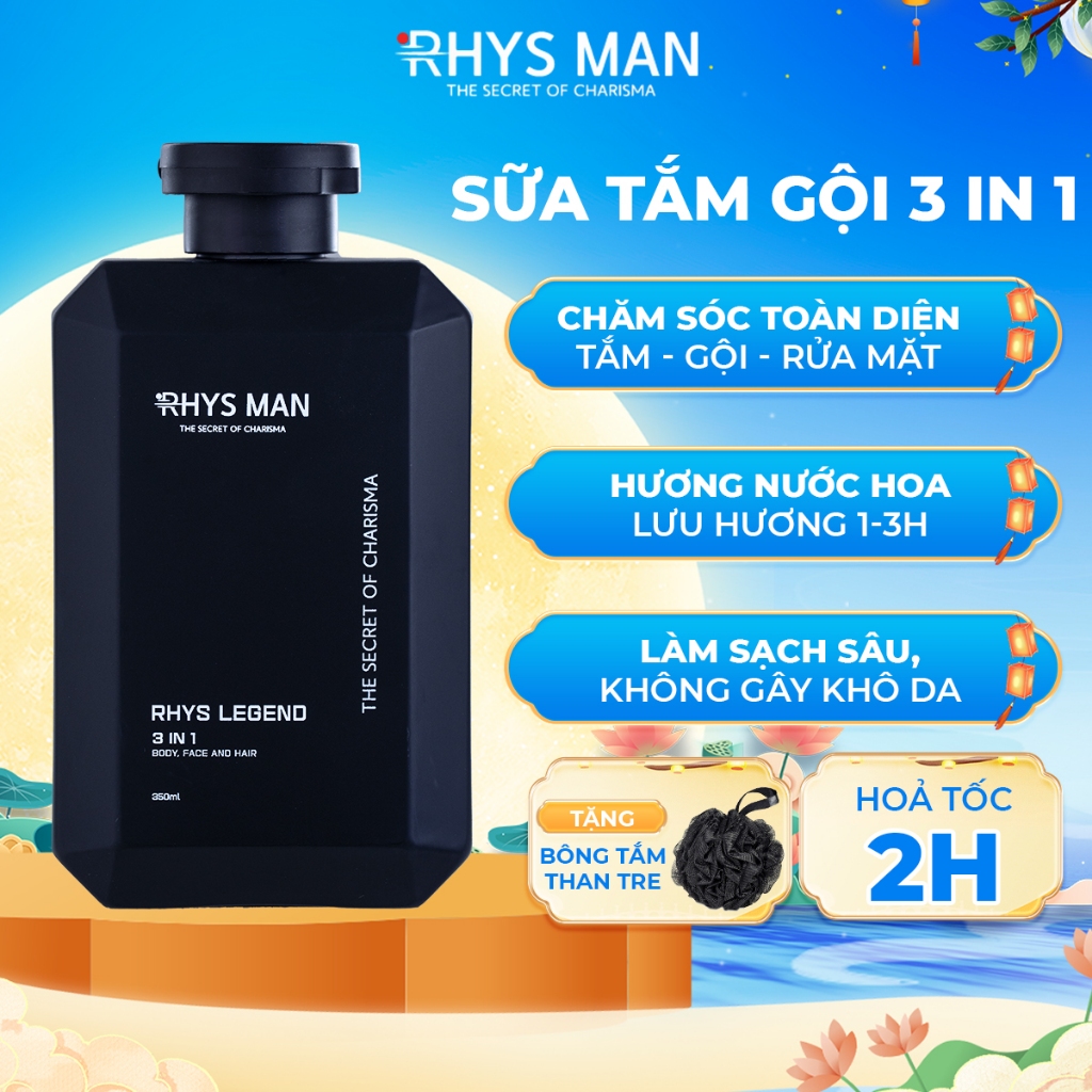 Sữa tắm gội nam hương nước hoa 3 in 1 RHYS MAN Rhys Legend 350ml