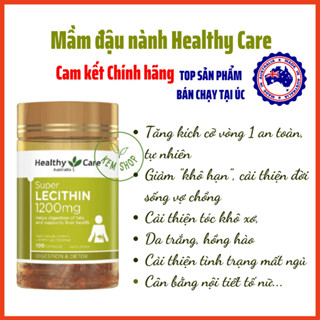 [Cam kết Chính hãng] Mầm đậu nành Úc Healthy Care Super Lecithin 100v đẹp da, tăng size vòng 1, cân bằng nội tiết tố