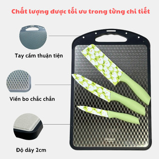  Thớt 2 mặt Omiseph Thớt inox 304 vân 3D và nhựa kháng khuẩn dày 2cm - Chống gỉ sét nấm mốc chịu lực tốt 