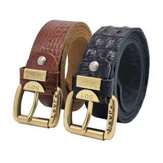  Dây nịt nam da bò vân cá sấu DHM-423 | Khoá kim đầu đồng nguyên khối kiểu tròn | Bảo hành 12 tháng 