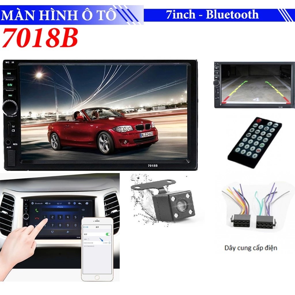 Màn Hình Cảm ứng Ô tô Bluetooth Car 7inch MP5 Trên xe Hơi 7018b Tặng Kèm Camera Lùi chống nước Cao c