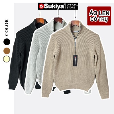 Áo Len Cổ Trụ Unisex SUKIYA Gắn Khóa Kim Loại Kiểu Dáng Hàn Quốc Chất Len Lông Thỏ Mềm mại AL82