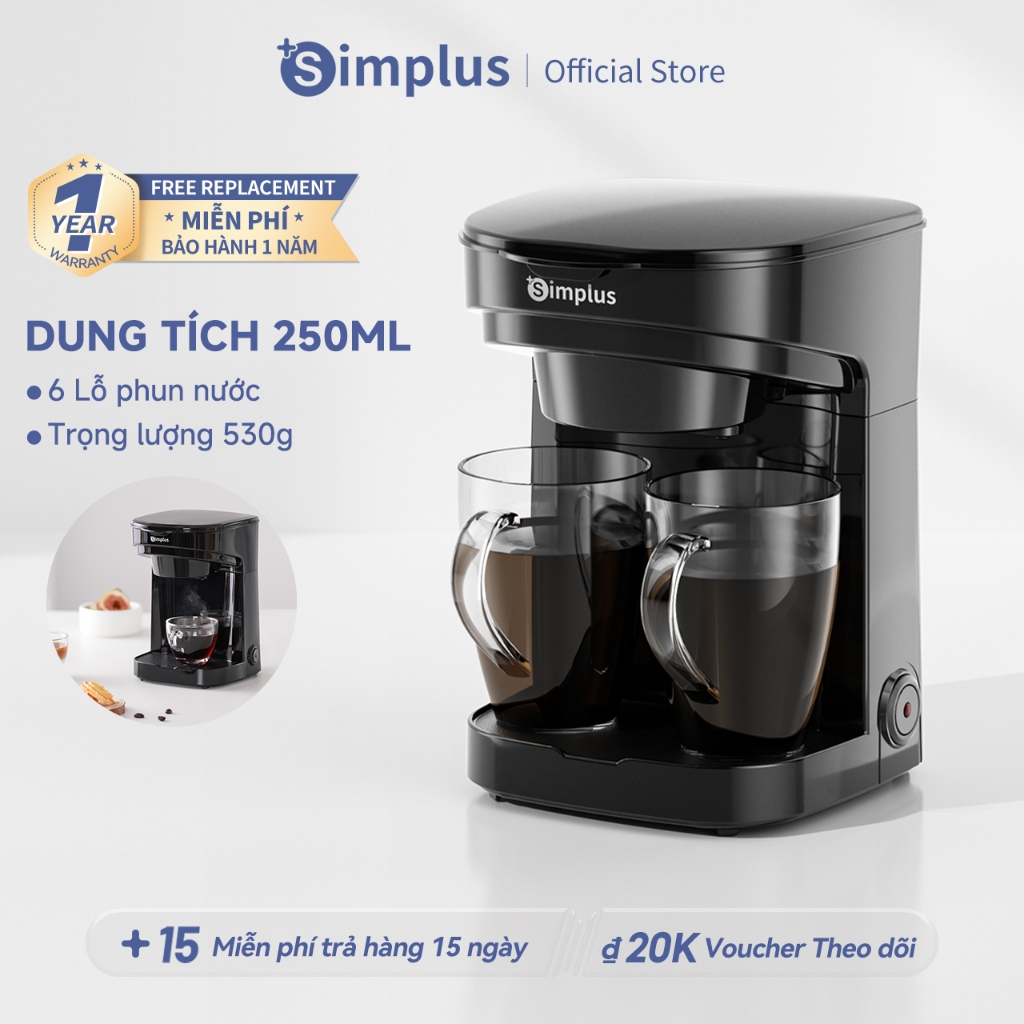 Máy pha cà phê Simplus Dung tích 250ml KFJH013 - Bảo Hành 1 Năm 1 Đổi 1