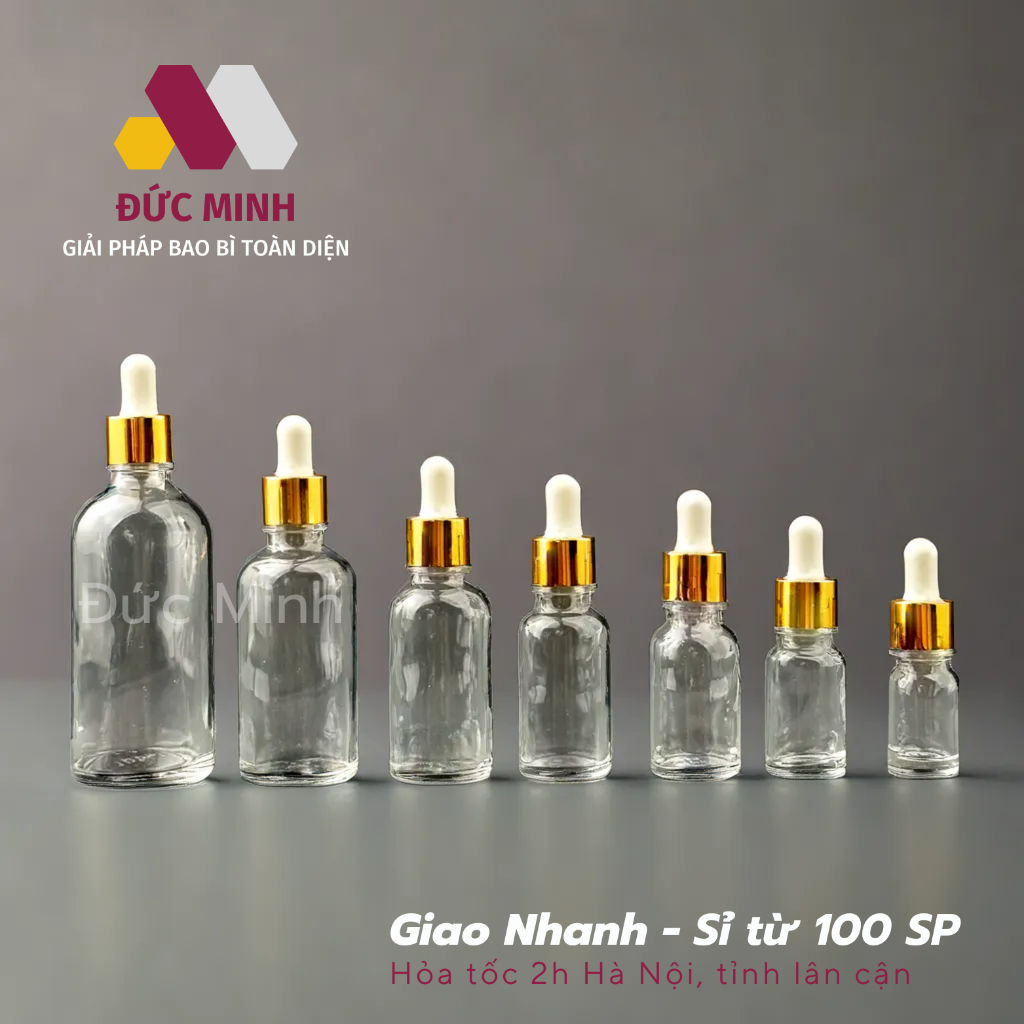 Lọ đựng serum thủy tinh trong nắp bóp trắng 5ml/10ml/15ml/20ml/30ml/50ml/100ml [Giá sỉ/lẻ]