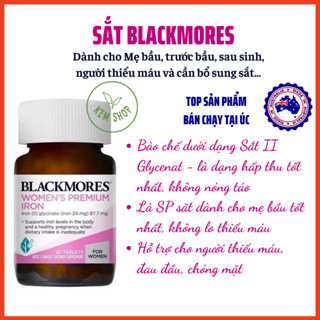 [100% chuẩn Auth] Viên Sắt cho bà bầu Blackmores Pregnancy Iron, Úc 30 viên ngừa thiếu máu không gây táo bón cho bà bầu