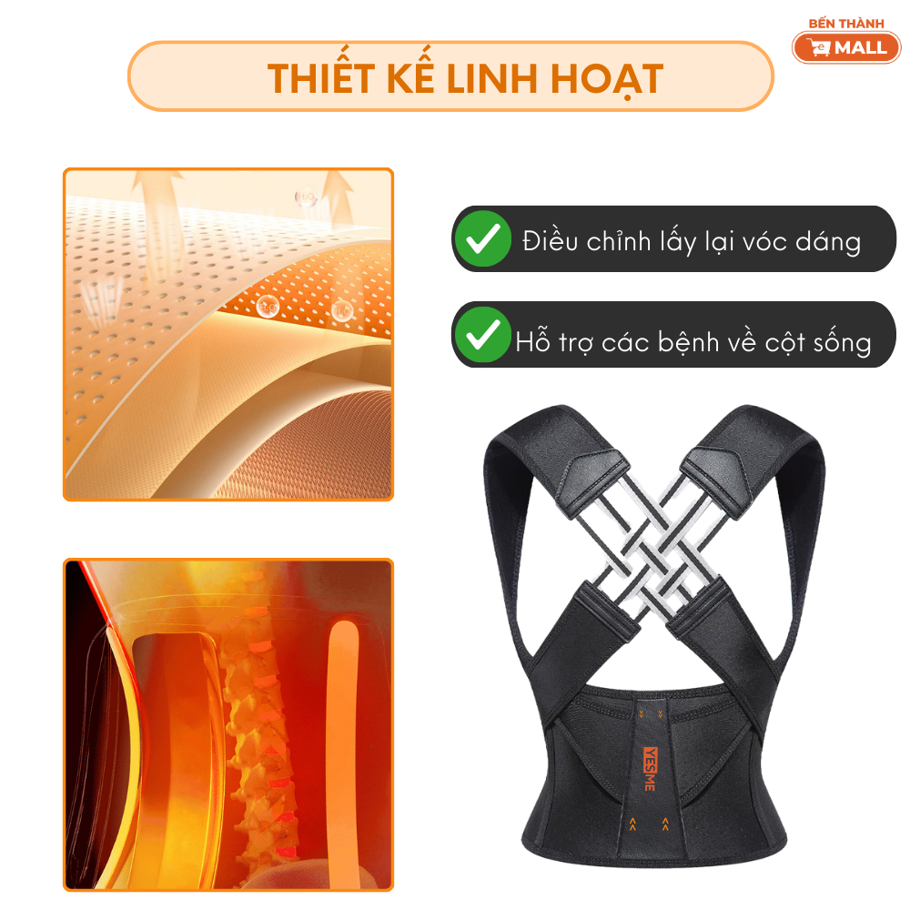 Đai Chống Gù Lưng Cao Cấp Yesme YC01 Hỗ Trợ Định Hình Dáng Lưng Thẳng Vai, Bảo Vệ Cột Sống