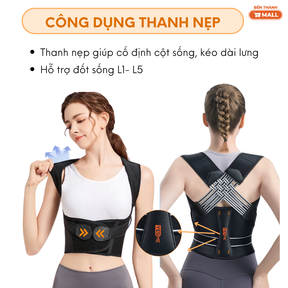 Đai Chống Gù Lưng Cao Cấp Yesme YC01 Hỗ Trợ Định Hình Dáng Lưng Thẳng Vai, Bảo Vệ Cột Sống