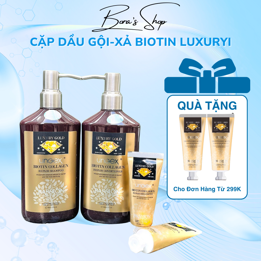 Dầu gội xả Biotin Collagen Luxury 1000ml, Dầu gội xả phục hồi ngăn ngừa rụng tóc chính hãng
