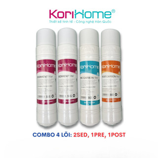 Combo 4 lõi lọc nước Korihome gồm 2 Sediment, 1 Pre Carbon, 1 Post Carbon - Hệ lõi cắm nhanh hàng chính hãng
