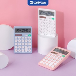  Máy tính văn phòng Thiên Long Flexio CAL-008 - Màn hình LCD 12 số dùng pin và năng lượng mặt trời 