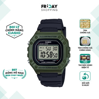 Đồng Hồ Casio Nam Điện Tử W-218H-3AVDF Mặt Vuông Dây Cao Su Chính Hãng