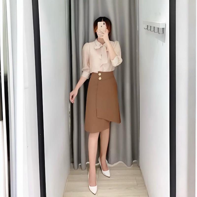 Chân váy chữ a vạt lệch
