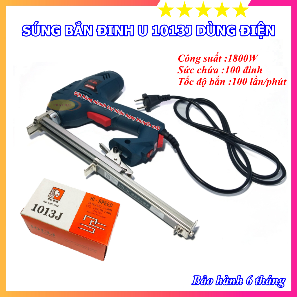 Súng bắn đinh U dùng điện - Súng bắn đinh dạng U 1013J - Hộp đinh U1013J - Bảo hành 6 tháng