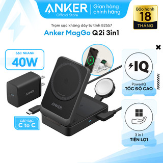 Trạm Sạc Không Dây Từ Tính Anker MagGo Q2i 3 Trong 1 Tặng Kèm Củ Sạc & Cáp Sạc - B2557