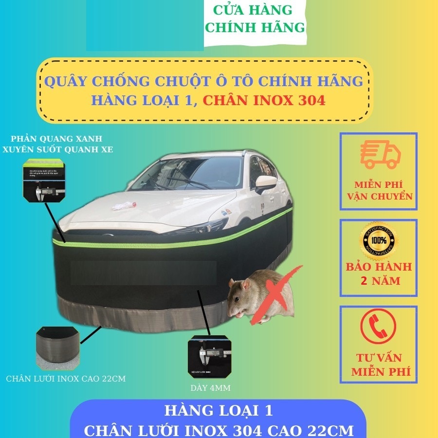 Quây chống chuột xe ô tô, lưới chống chuột xe ô tô <hàng loại 1, chân inox 304> tặng kèm ổ khóa, dây cáp và bao tay
