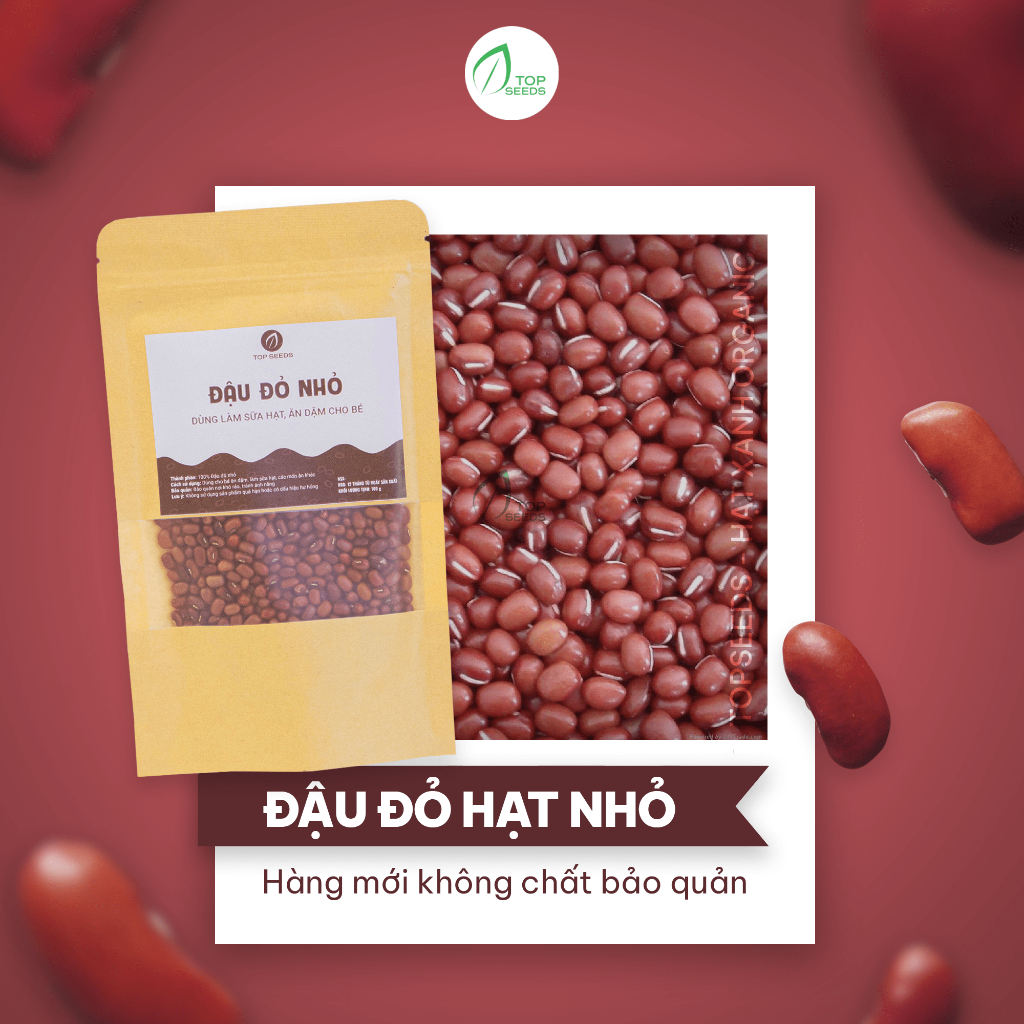 Đậu đỏ nhỏ tự nhiên làm sữa hạt, chè, cháo, soup Top Seeds Túi 500g