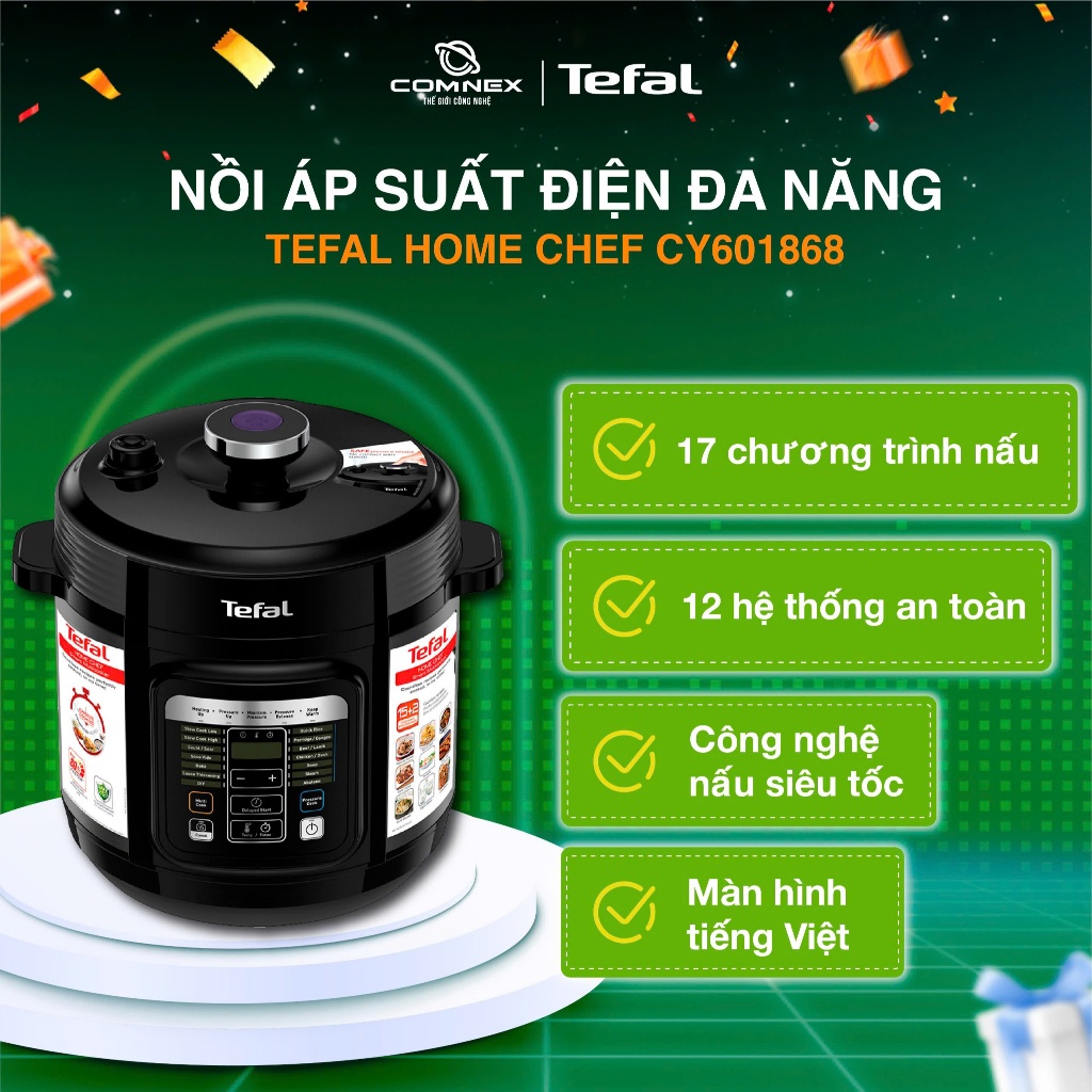 Nồi áp suất điện Tefal CY638868 (5L) | CY601868 (6L) - Đa dạng chức năng nấu - Bảo hành chính hãng 24 tháng