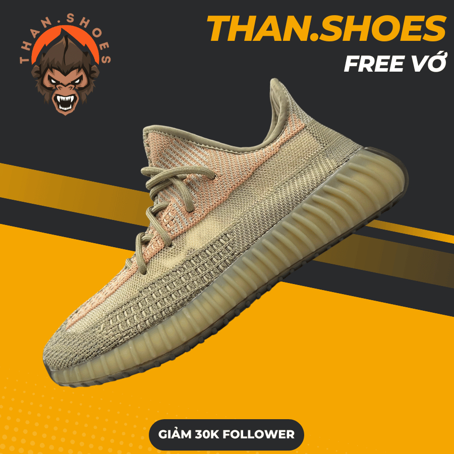 Giày Yz350 V2 Sand Taupe, Yz350 Nâu Đất Bản Boost Nén Hạt - Than.Shoes