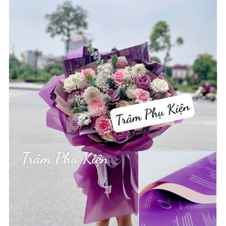Tập 20 tờ giấy 1 mặt TRƠN ,bóng mờ gói hoa sang choảnh
