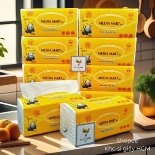 Combo 10 bịch giấy ăn Media Mart 300 tờ/3 lớp gấu trúc dai mềm mịn