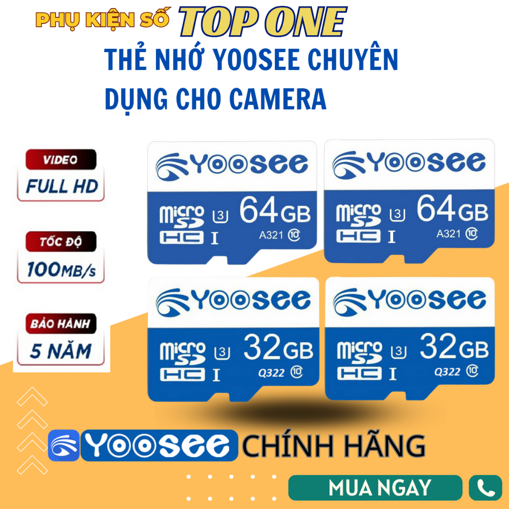 Thẻ Nhớ Yoosee 64GB /32GB Tốc Độ Cao, Class 10, Chuyên Dụng Camera, Loa Đài, Điện Thoại - Thẻ Nhớ Ca
