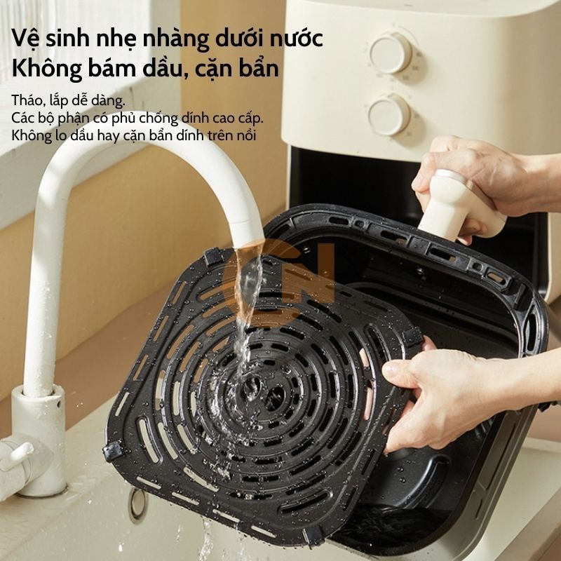 Nồi chiên không dầu Bear 5L QZG-J15M1, công suất 1500W, KHÔNG CẦN LẬT, chiên nướng hơi nước giảm tối đa dầu mỡ | BigBuy360 - bigbuy360.vn