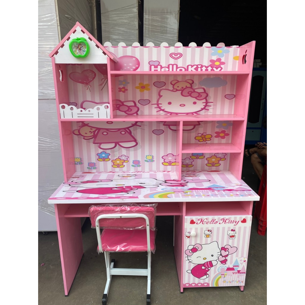 Bàn học sinh nhựa 2 lớp in 3D màu hồng cho bé gái