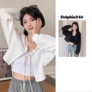 Áo cardigan, áo khoác nữ mỏng tay dài cột dây chất vải mềm bigsize phối áo váy siêu xinh màu trắng đen L52