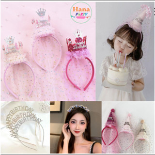 Cài Tóc Sinh Nhật Vải Voan Dễ Thương Bờm HAPPY BIRTHDAY đính đá cài tóc voan Phụ Kiện Sinh Nhật - Hana Party