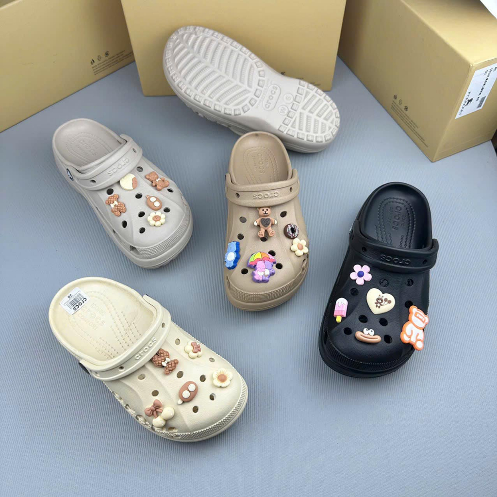 Dép CROCS BAYA CLOG dép bánh mì nữ đế cao hách dáng dép sục nữ độn đế 5cm siêu êm chân siêu HOT