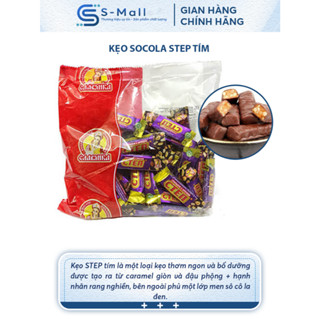 Kẹo socola STEP TÍM caramen giòn với đậu phộng và hạnh nhân rang nghiền gói 500G