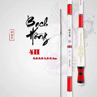  Cần câu đài Bạch Hồng 4H carbon Xpipal tặng kèm nhẫn và ngọn phụ túi đựng đẳng cấp 