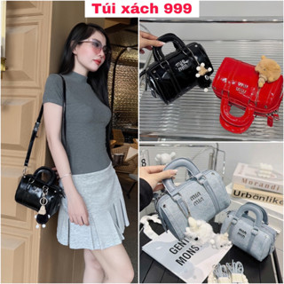 Túi trống mini cầm tay MinMin size 18cm Tặng Gấu da bóng form cứng cáp, Túi đeo chéo nữ đi chơi phong cách hàn quốc