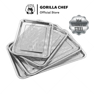Khay trà inox 304 lỗ nhỏ 1mm Gorilla Chef thoát nước siêu nhanh, phù hợp làm bàn trà, khay đựng để ráo thức ăn, đồ chiên