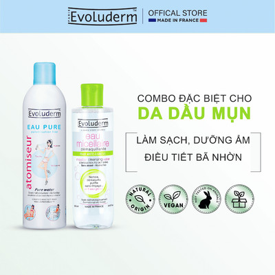 COMBO Xịt khoáng Evoluderm 400ml và Nước tẩy trang 250ml