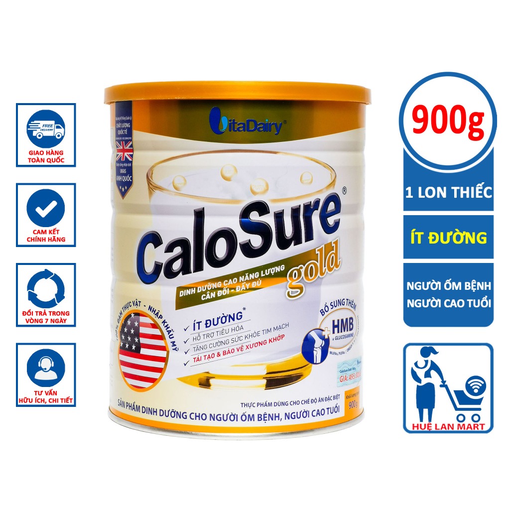 Sữa bột Calosure Gold ít đường 900g
