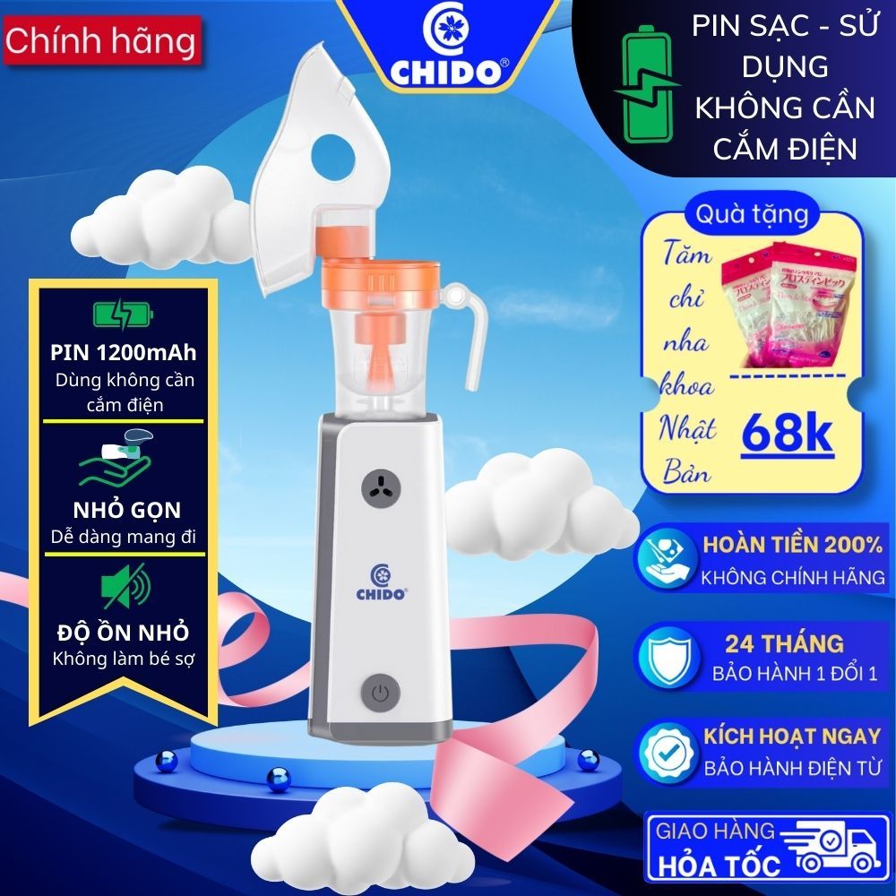 Máy xông khí dung cầm tay CHIDO 2024 - Pin 1200mAh không cần cắm điện, tiếng ồn nhỏ - bảo hành 2 năm công nghệ Nhật Bản
