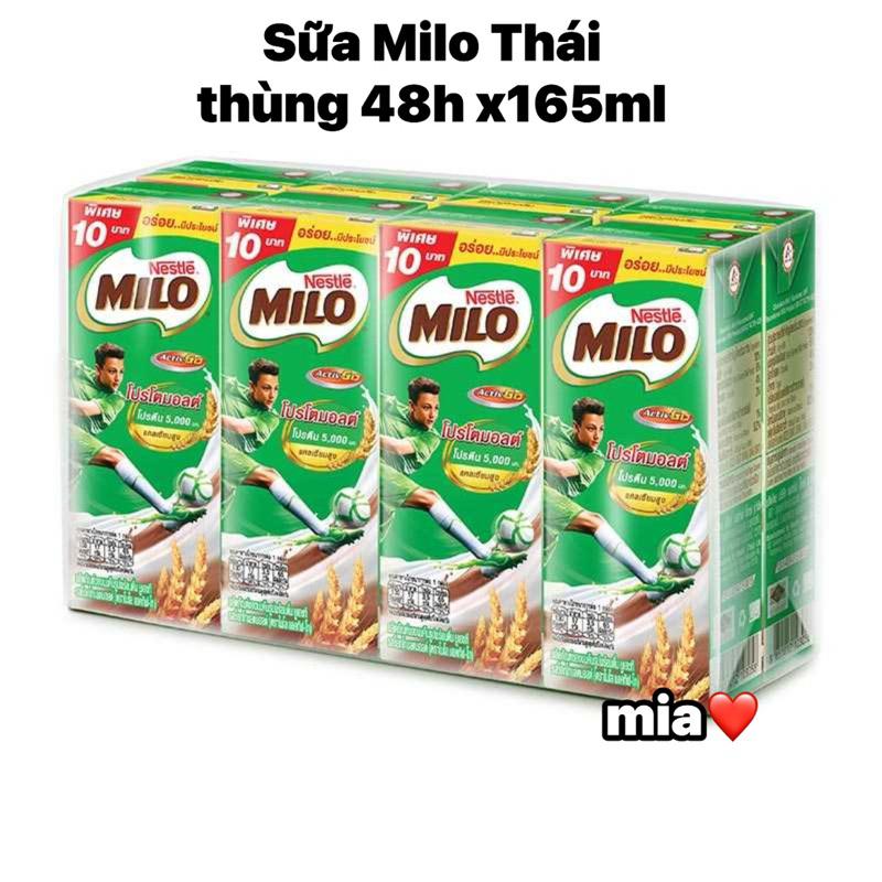 (Date mới liên tục,chuẩn chuẩn)Sữa Milo Thái Lan ngọt thanh dễ uống thùng 48hộp x 165ml