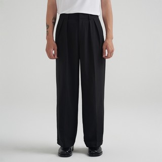 Quần Tây Nam Ống Rộng Có Ly TARMOR Màu Đen Pleated Wide Leg Trousers
