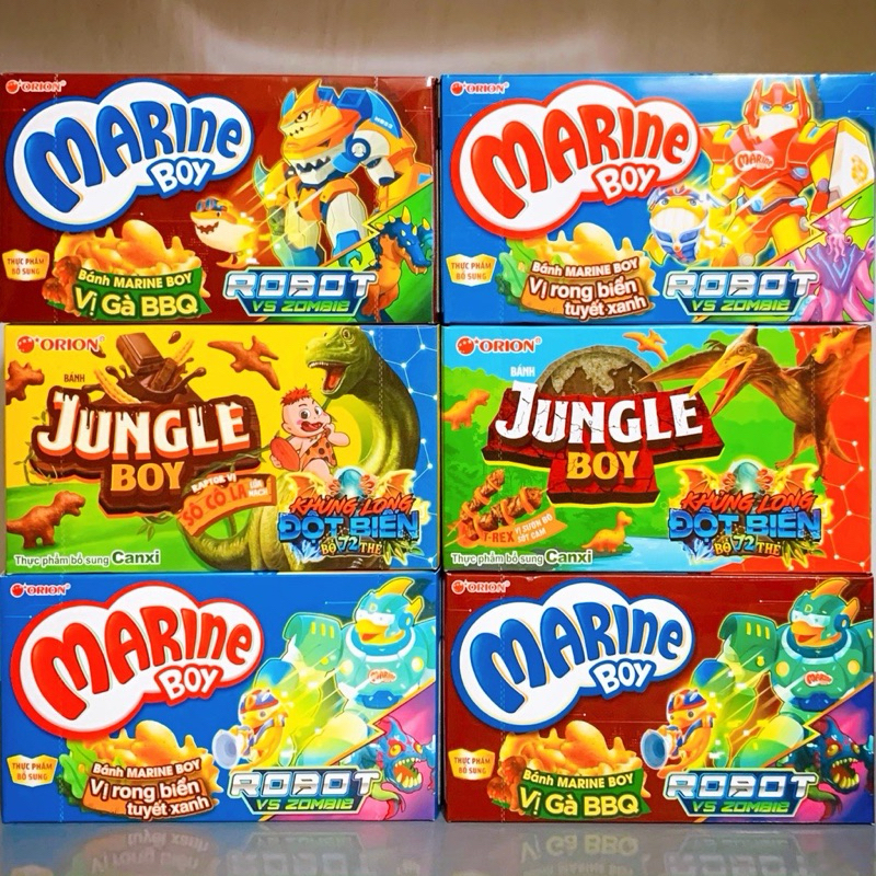 Combo 2 - 6 Hộp Snack Bim Cá Marine Boy, Jungle Boy Đủ Vị x 35Gr