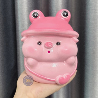 [LỖ TRÒN] Heo đất tiết kiệm Heo đội MŨ ẾCH MINI cute(C16xD14xR13) |  quà tặng,decor, heo đất giá rẻ-giá xưởng