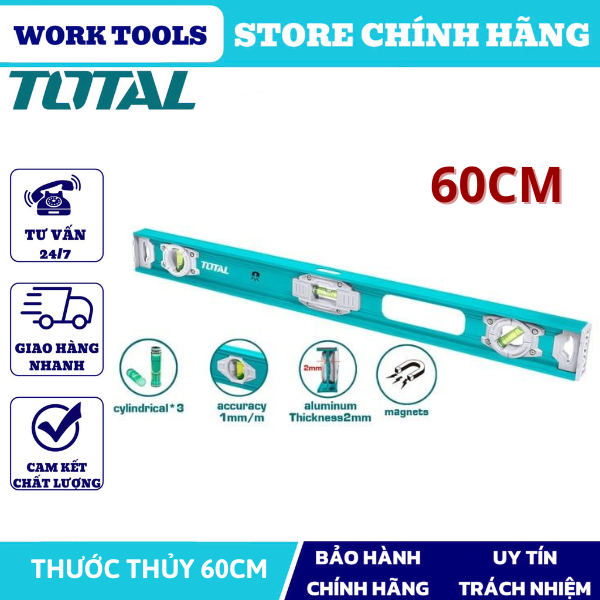 ĐỒ NGHỀ TOTAL Thước thủy 60CM (kèm theo nam châm hút) TMT26026