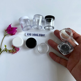 Vỉ 50 hủ nhựa tròn trong suốt nắp đen/ trắng 3gr/ 5gr/ 10gr/ 20gr/ 30gr -  lọ hủ nhựa kiếng cứng  nhỏ