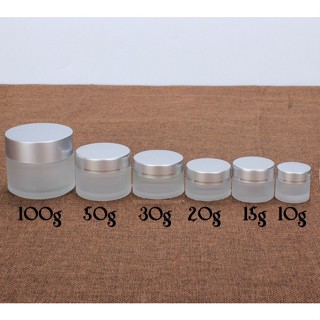 Hũ thủy tinh 5g/ 10g/ 15g/ 20g / 30g / 50g / 100g thân mờ nắp bạc và nắp trắng - Hủ chiết kem, mỹ phẩm, phụ kiện du lịch