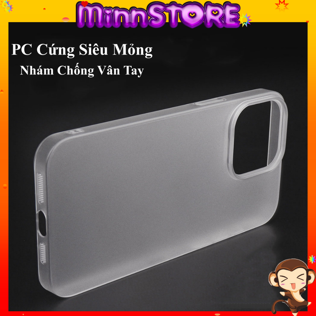 Ốp lưng điện thoại PC cứng mỏng nhám chống vân tay trong suốt cho 17 16 pro max 15 14 13 ProMAX 14 Plus 12 Pro MinnSTORE