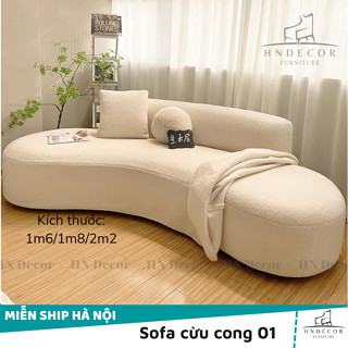 [Miễn ship HN] Ghế sofa cong decor 01 cao cấp mặt đệm lò xo êm ái chống xẹp lún bảo hành 12 tháng .